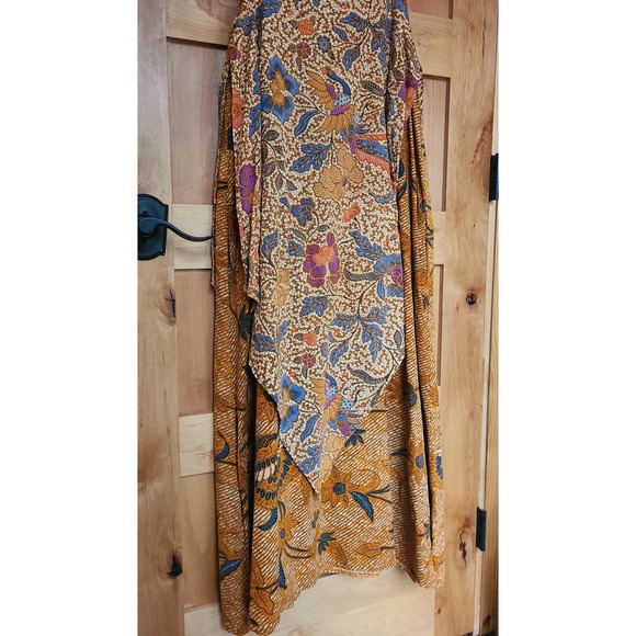 Blue Ginger 100% Cotton Bohemian Maxi Dress MEDIUM Fall Tapestry Boho Crunchy M - Picture 9 of 11